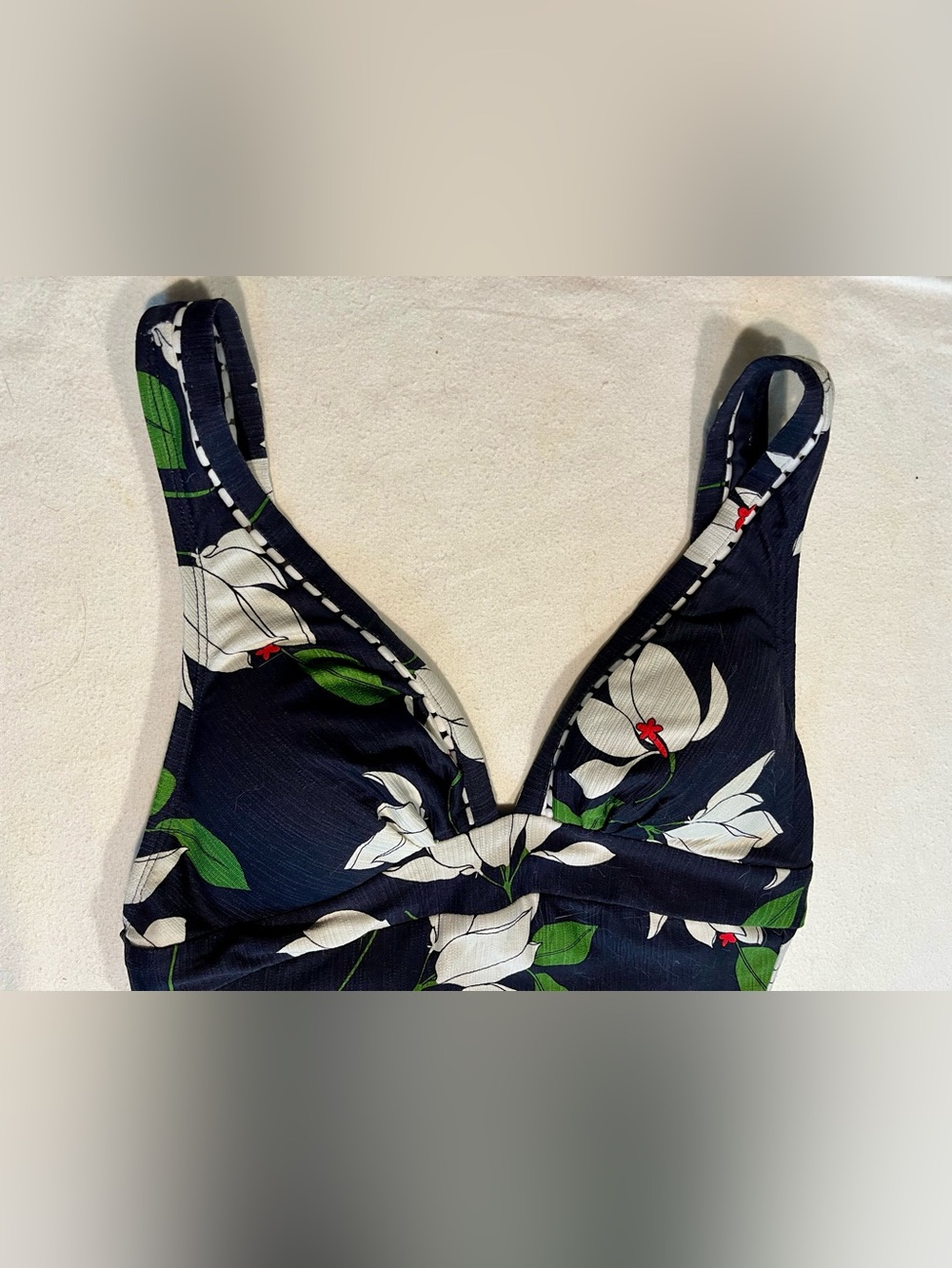 Robin Piccone Navy Floral One-Piece Swimsuit Size 10 - Picture 3 of 9